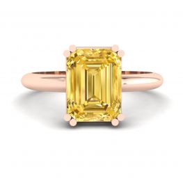 Bague Saphir Jaune Taille Émeraude 2 carats Or Rose
