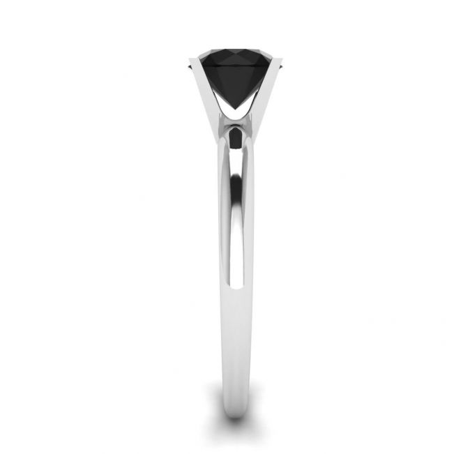 Bague Diamant Noir Serti V Or Blanc - Photo 2