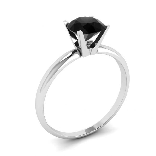Bague Diamant Noir Serti V Or Blanc - Photo 3