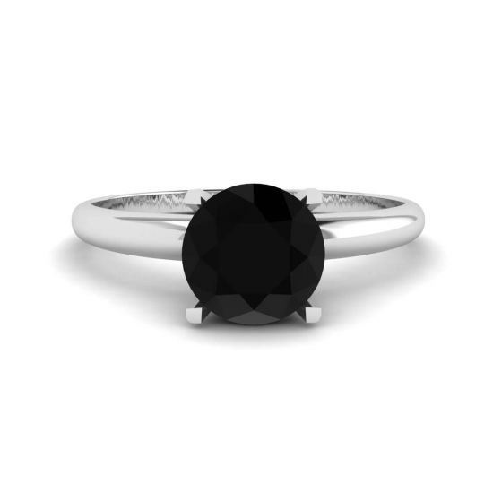 Bague Diamant Noir Serti V Or Blanc, Agrandir l'image 1