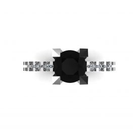 Bague ronde en diamant noir avec côté et pavé caché