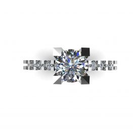 Bague en diamant rond avec pavé latéral et caché Bague en diamant rond avec pavé latéral et caché