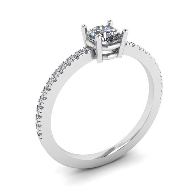 Bague Diamant Blanc Pavé Latéral Or Blanc 18K - Photo 3