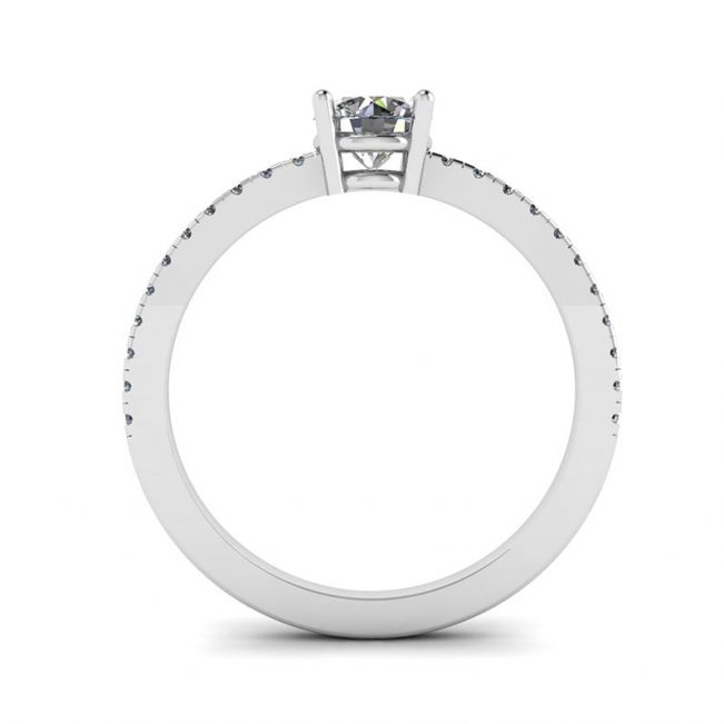 Bague Diamant Blanc Pavé Latéral Or Blanc 18K - Photo 1