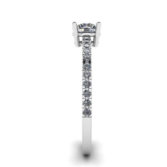 Bague Diamant Blanc Pavé Latéral Or Blanc 18K,  Agrandir l'image 3