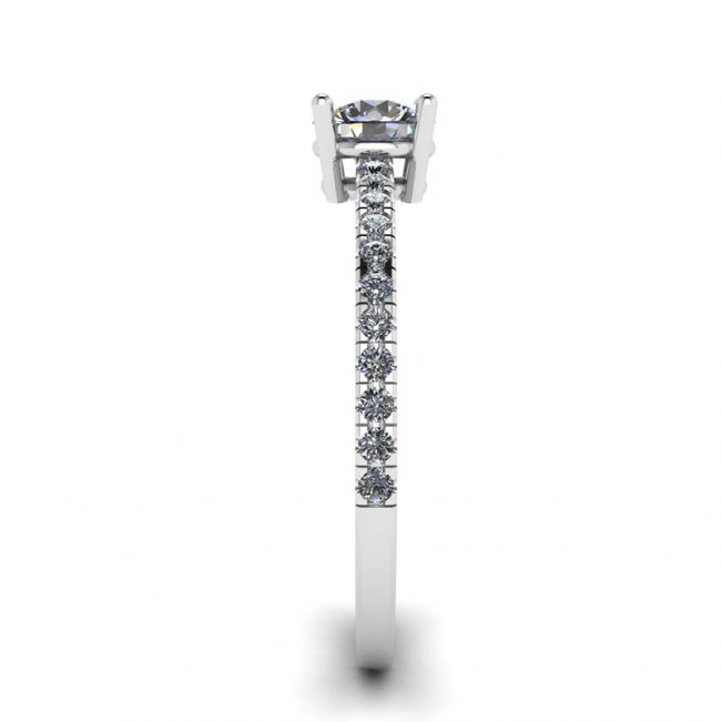 Bague Diamant Blanc Pavé Latéral Or Blanc 18K - Photo 2