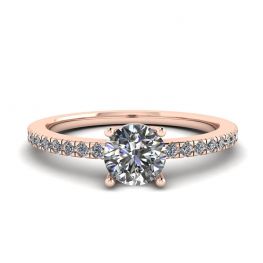 Bague pavée de diamants blancs sur le côté en or rose 18 carats