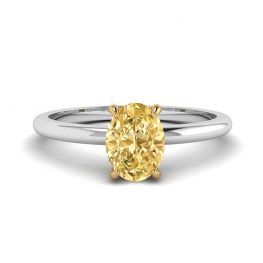 Bague Solitaire Ovale Diamant Jaune