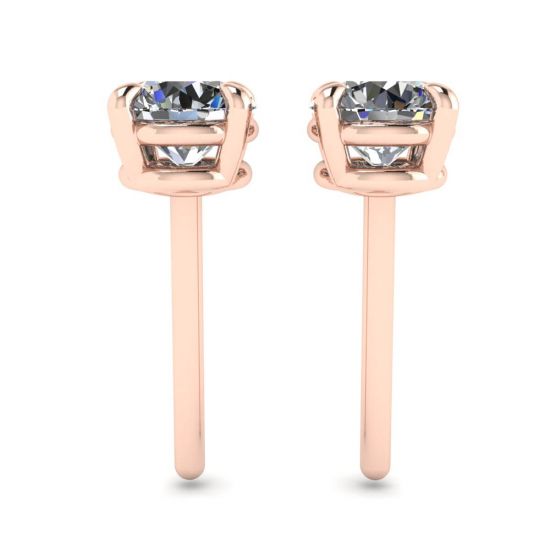 Boucles d'oreilles diamant rond parfait or rose,  Agrandir l'image 2