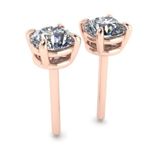 Boucles d'oreilles diamant rond parfait or rose - Photo 2