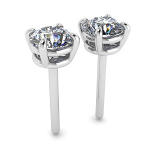 Boucles d'oreilles diamant rond parfait or blanc - Photo 2