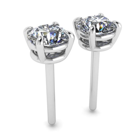 Boucles d'oreilles diamant rond parfait or blanc,  Agrandir l'image 3