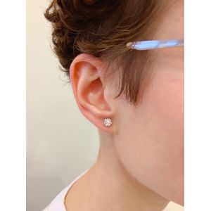 Boucles d'oreilles diamant rond parfait or blanc - Photo 3