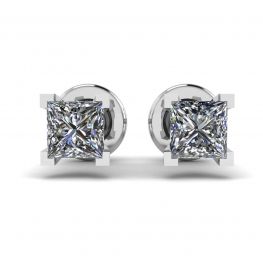 Puces d'oreilles diamant taille princesse