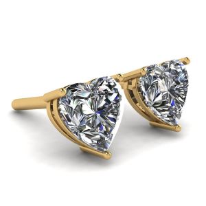 Boucles d'Oreilles Tige Diamant Coeur Or Jaune - Photo 2