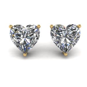 Boucles d'Oreilles Tige Diamant Coeur Or Jaune
