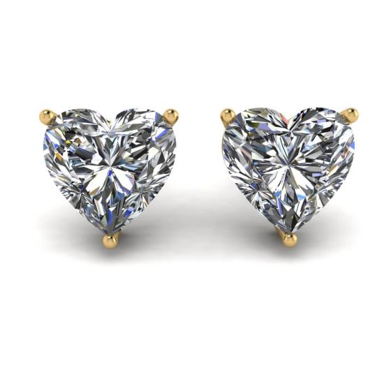 Boucles d'Oreilles Tige Diamant Coeur Or Jaune, Agrandir l'image 1