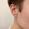 Puces d'oreilles halo de diamants ronds en or blanc 18 carats, Image 4