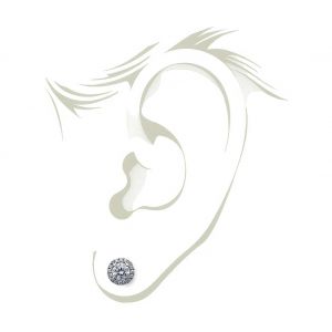 Puces d'oreilles halo de diamants ronds en or blanc 18 carats - Photo 4