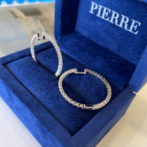 Boucles d'Oreilles Créoles Fines Diamants Or Jaune - Photo 4