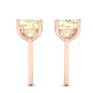 Puces d'oreilles diamant jaune coussin en or rose 18 carats - Photo 1
