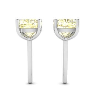 Puces d'oreilles diamant jaune coussin en or blanc 18 carats - Photo 1