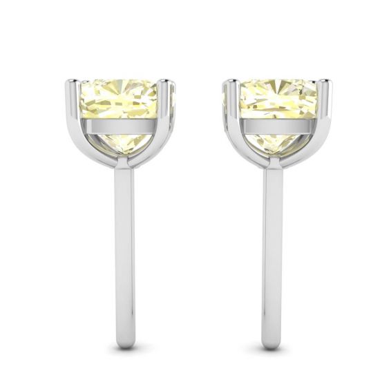 Puces d'oreilles diamant jaune coussin en or blanc 18 carats,  Agrandir l'image 2