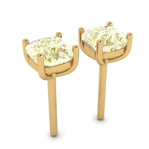 Boucles d'oreilles clous diamant jaune coussin en or jaune 18 carats - Photo 2