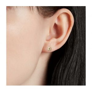 Boucles d'oreilles clous diamant jaune coussin en or jaune 18 carats - Photo 3