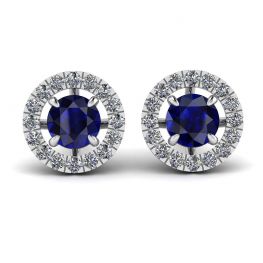 Boucles d'oreilles en saphir avec halo de diamants amovible