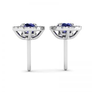 Boucles d'oreilles en saphir avec halo de diamants amovible - Photo 1