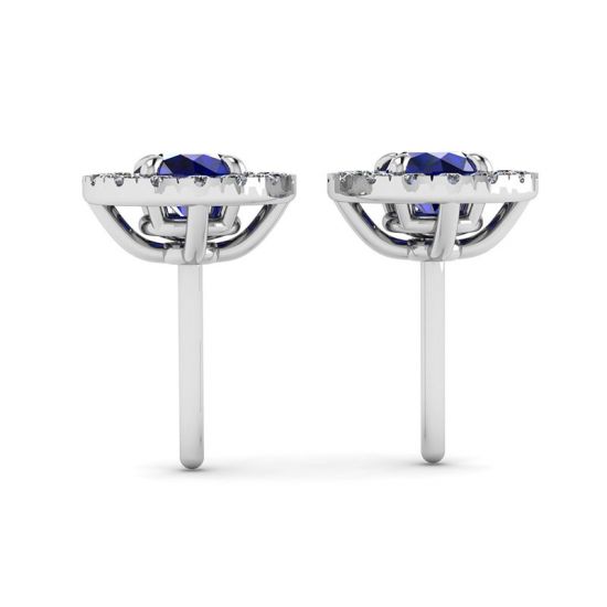 Boucles d'oreilles en saphir avec halo de diamants amovible, More Image 0