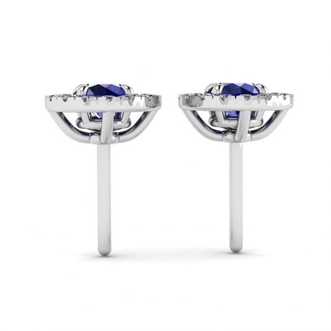 Boucles d'oreilles en saphir avec halo de diamants amovible - Photo 1