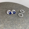 Boucles d'Oreilles Tige Saphir avec Halo de Diamants Amovible Or Jaune, Image 5