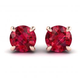 Boucles d'Oreilles Saphir avec Halo de Diamants Amovible Or Rose