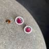 Boucles d'Oreilles Rubis avec Halo de Diamants Amovible Or Rose, Image 5