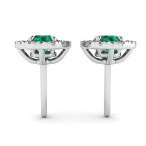 Boucles d'oreilles clous émeraude avec veste halo de diamants amovible - Photo 1