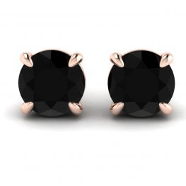 Boucles d'oreilles puces diamant noir 5 mm Or Rose