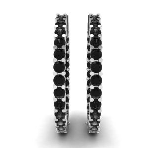 Boucles d'oreilles créoles diamant noir - Photo 2