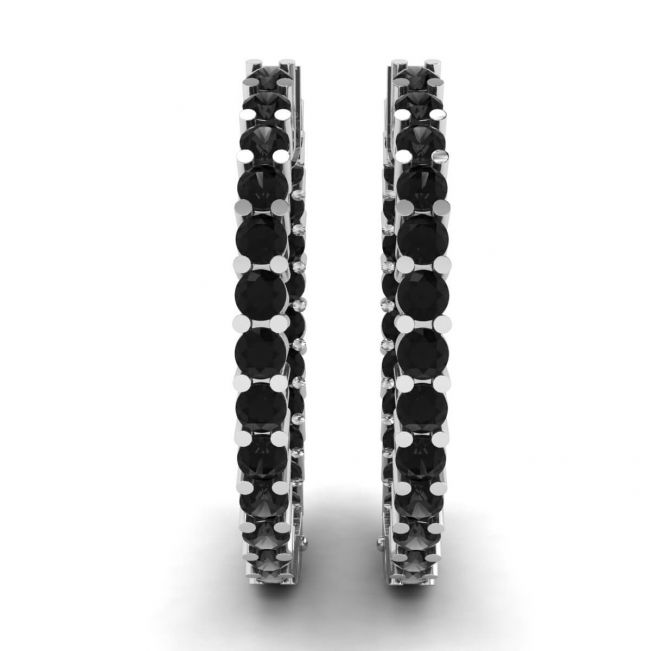 Boucles d'oreilles créoles diamant noir - Photo 2