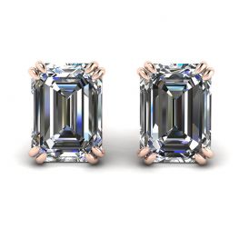 Boucles d'oreilles clous diamant taille émeraude or rose