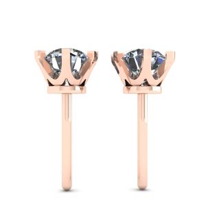 Puces d'oreilles diamant classiques en or rose 18 carats - Photo 1
