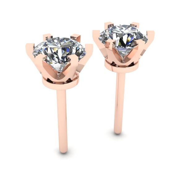 Puces d'oreilles diamant classiques en or rose 18 carats, More Image 1