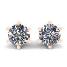 Puces d'oreilles diamant classiques en or rose 18 carats