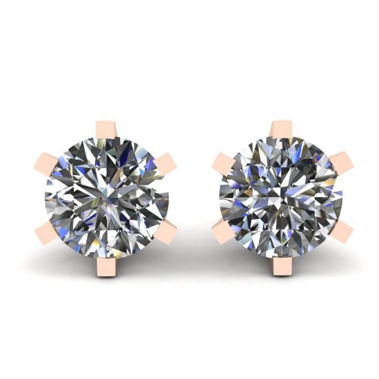 Puces d'oreilles diamant classiques en or rose 18 carats, Image 1