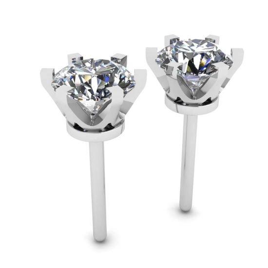 Puces d'oreilles diamant classiques en or blanc 18 carats,  Agrandir l'image 3