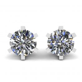 Puces d'oreilles diamant classiques en or blanc 18 carats Puces d'oreilles diamant classiques en or blanc 18 carats