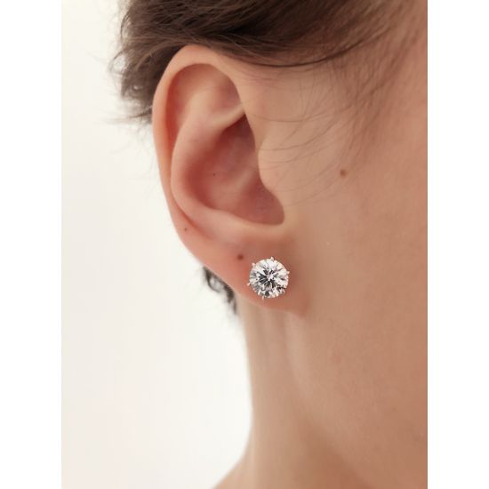 Puces d'oreilles diamant classiques en or rose 18 carats,  Agrandir l'image 5