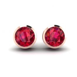 Boucles d'oreilles puces rubis en or rose