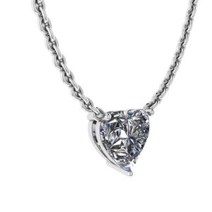 Collier Solitaire Coeur Diamant sur Chaîne Fine Or Blanc - Photo 1